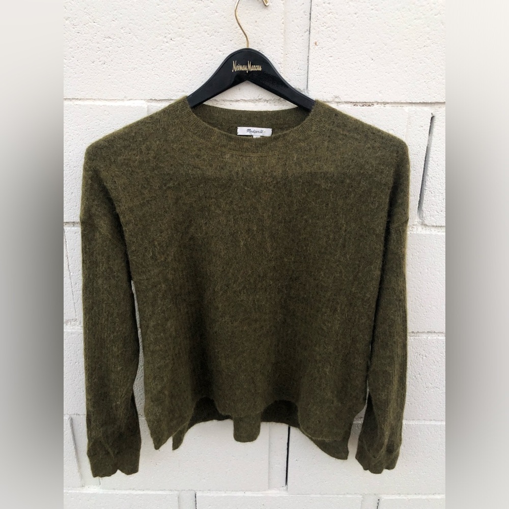 Madewell Olive Green Alpaca-Blend Crewneck Sweater